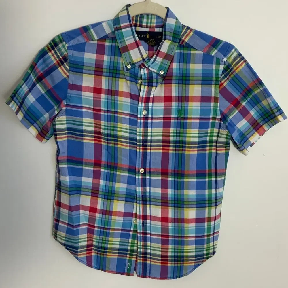 Ralph Lauren Plaid Short Sleeve shirt size medium 10/12